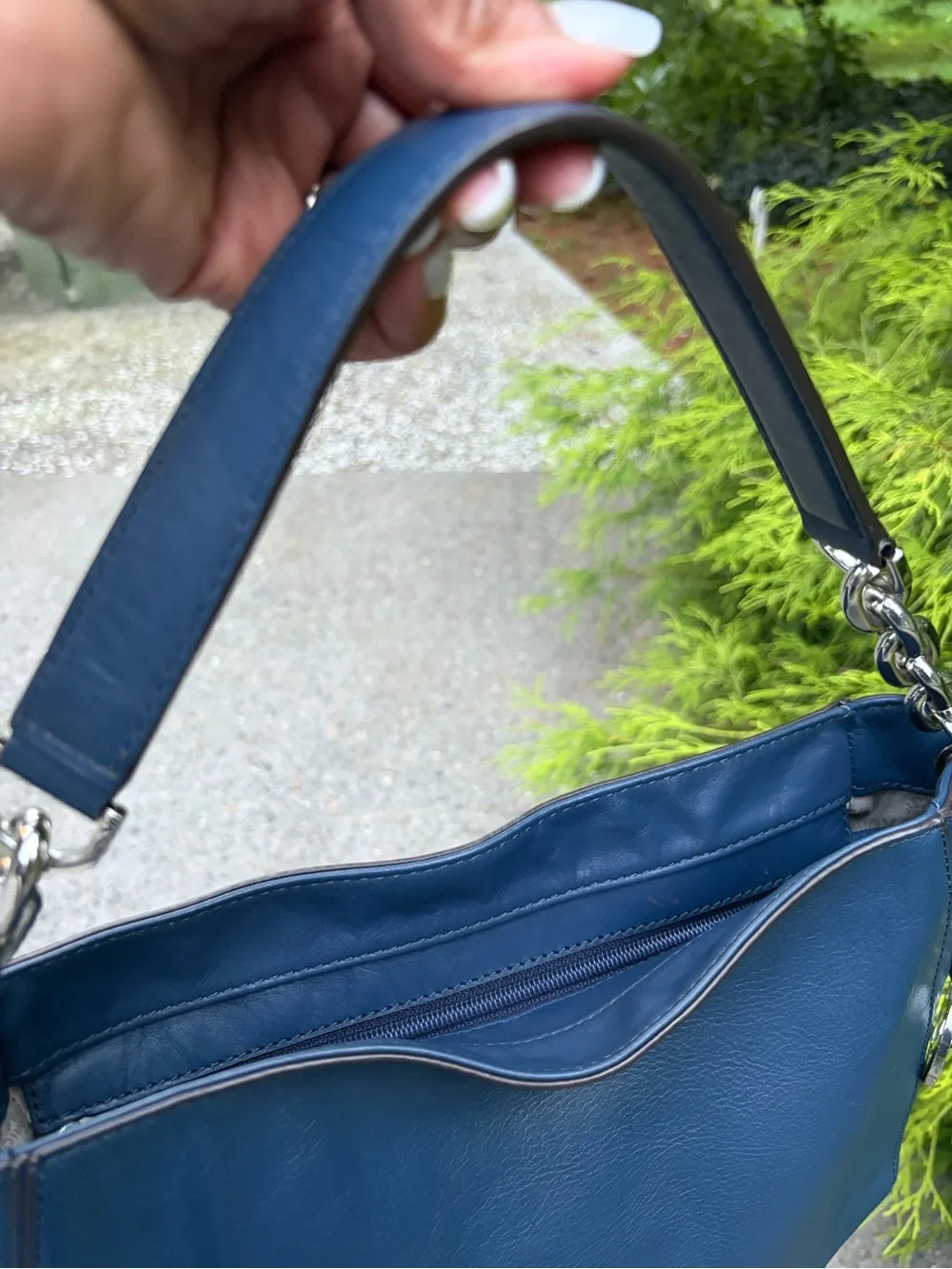 Michael Kors Navy  Leather Shoulder Bag with Chain Detail